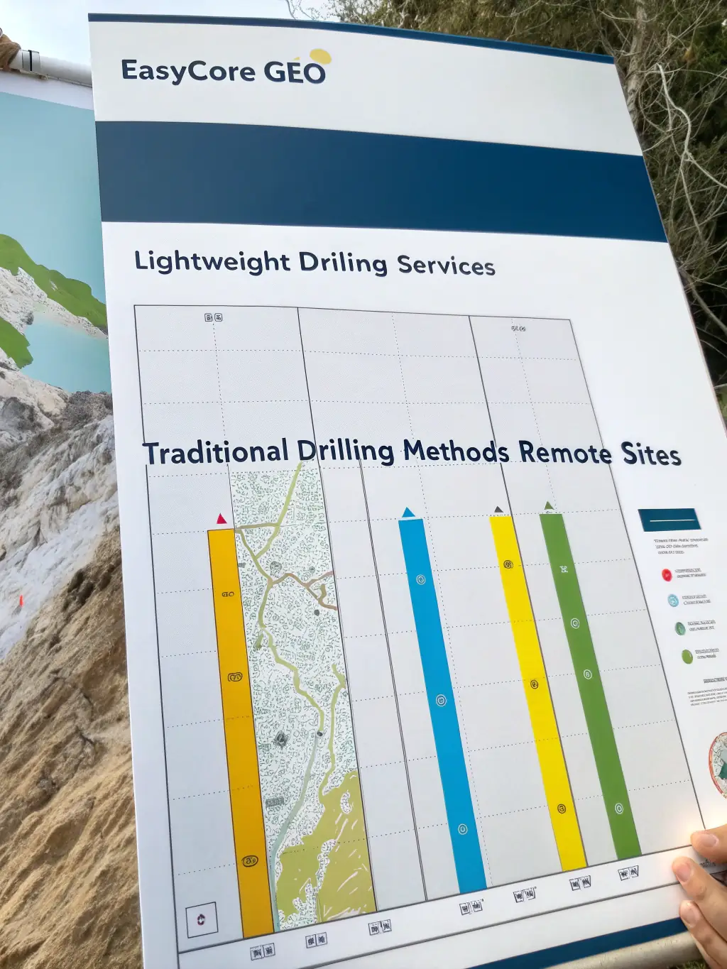 A cost comparison chart illustrating the savings achieved by using Easycore Geo's services compared to traditional drilling methods for remote site access.