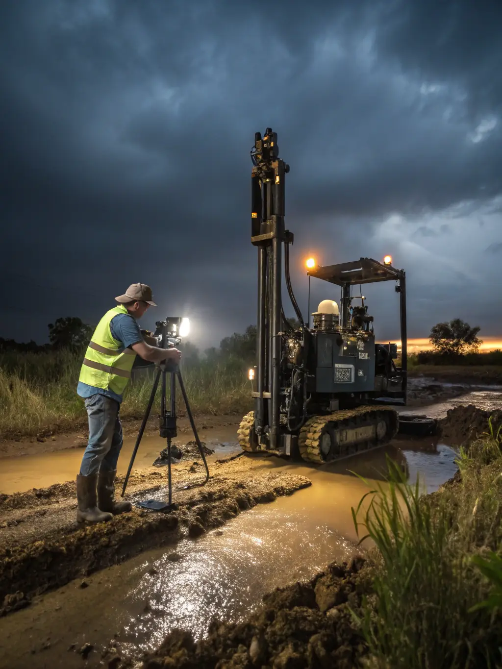 An image of the Wink Vibracorer being used to sample soil near a spill zone, highlighting its effectiveness in contaminated areas.